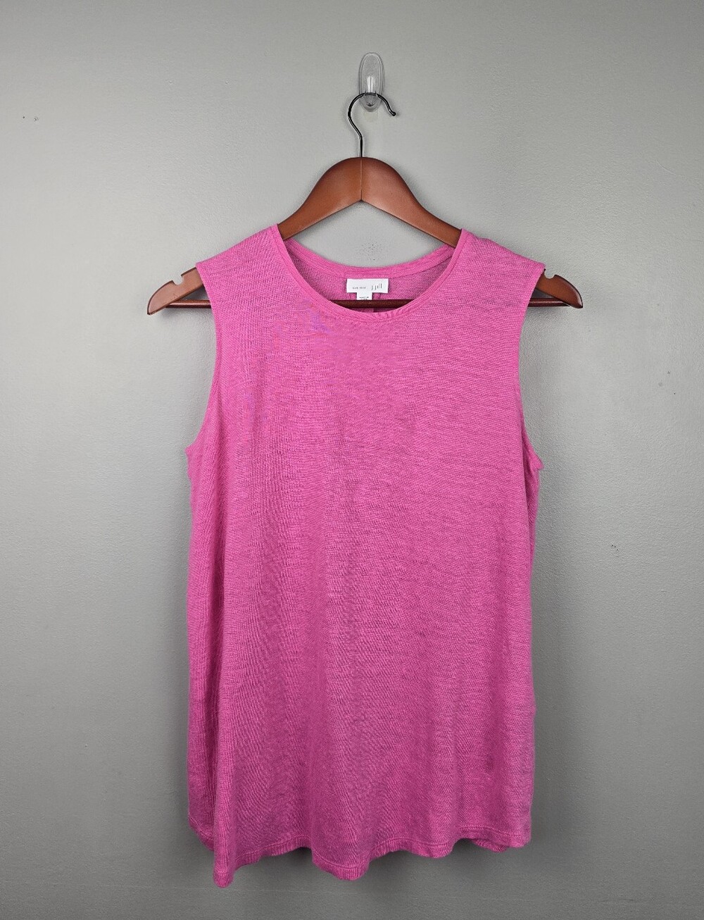 J.Jill 100% Linen Pleated Back Love Linen Tank Pink Womens XS Lagenlook Coastal - Picture 2 of 11